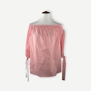 NWT Michael Michael Kors pink/white stripe blouse